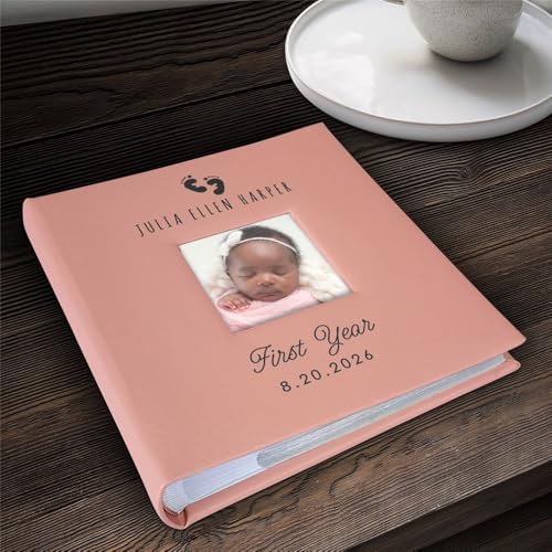 Personalized Engraved Baby Feet Leatherette Photo Album, First Birthday Gift, Baby Scrapbook - Image 5