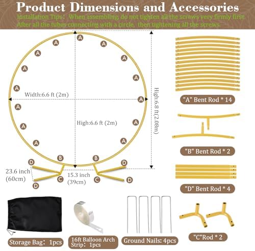 Antizz 6.6FT Balloon Arch Stand, Round Wedding Arches Frame - Image 4