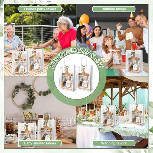29 Pcs Baby Shower Prizes for Game Player 4 Sets Baby Shower Game Prizes Wedding Bridal Favors for Winners with Acacia Cheese Board Oak Knife and Fork Placements Artificial Eucalyptus Stems Tags Bags - Image 7