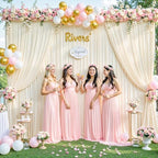 6 Panels Champagne Backdrop Curtain for Parties Wedding Baby Shower Wrinkle Free Photo Curtains Backdrop Drapes Fabric Decoration for Bridal Shower 30ft(W) x 10ft(H) - Image 4
