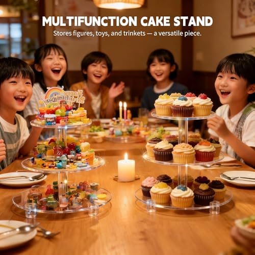 3 Tier Cupcake Stand, 4mm Thick Heavy Duty Acrylic Dessert Table Display Trays, 10" 8" 6" Round Cupcake Holder Decorative Bakery Tower for Wedding, Party, Baby Shower, Event - Image 6