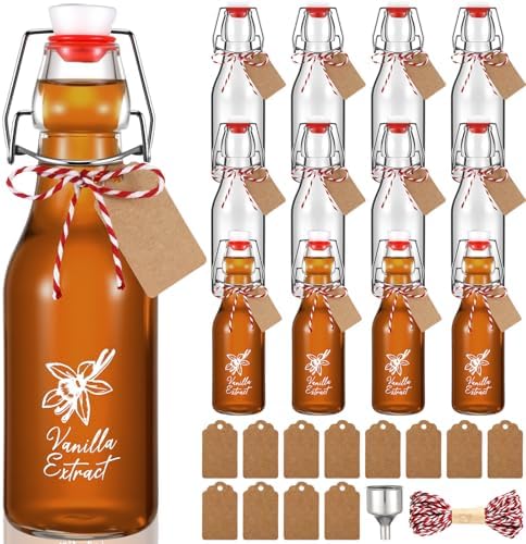 Reallnaive 12 Pack 8oz Vanilla Extract Bottles Swing Top Glass Bottles by Reallnaive