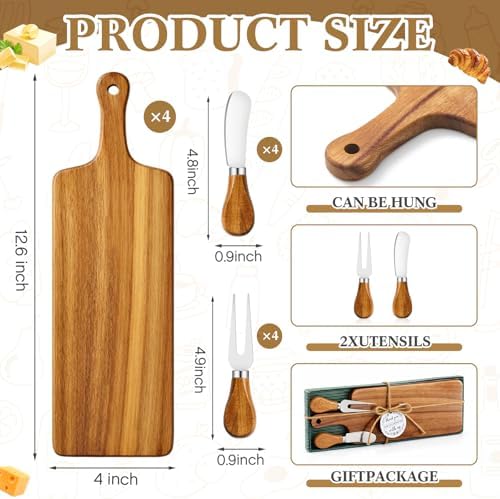 Ziliny 4 Sets Baby Shower Game Prizes Cheese Board Gift Sets, Acacia Color - Image 2