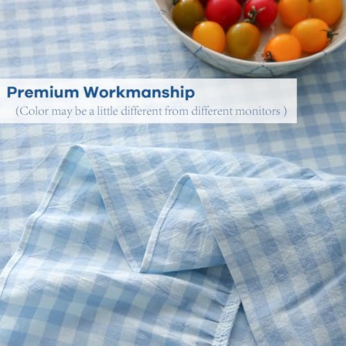 Light Blue White Gingham Tablecloth Rectangular 84"x60" - Image 5