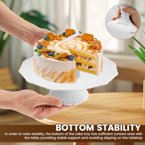 10 inch Ceramic Cake Stand, Decorative Cupcake Pedestal Stand, White Round Dessert Display Plates for Donuts Snacks and Cookies, Baby Shower, Birthday, Wedding Party Decor - Image 6