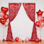 Red Big Payette Sequin Backdrop Curtain 4 Panels 2ftx8ft Sparkly Glitter Party Background for Birthday Holiday Wedding Event Decorations - Image 6