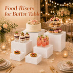 6 Pcs Food Risers for Display Party Buffet Riser White(4",4",5",6",7",8") - Image 6