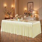 Champagne Satin Tablecloths Rectangle 6FT, Glitter Fitted Stretch Table Covers Wrinkle-Free Floor Length Shimmer Table Skirt for Weddings Parties Baby Shower Banquets Vendor Events - Image 5
