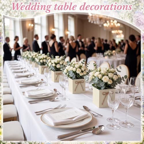 12 Pack Galvanized Square Vases with Floral Foam 3.5 Inch, Beige - Image 5
