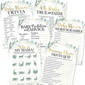 Hadley Designs 50 Greenery Baby Prediction And Advice Cards, Trivia Games, etc., 25 Baby Animal Matching, Nursery Rhyme Game-6 Double Sided Cards Baby Shower Funny Games, Ideas Baby Sprinkle Games by HadleyDesigns