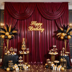 Burgundy Satin Backdrop Curtains 4 Panels - Glitter Photo Drapes for Baby Shower, 20x10FT Shimmer Back Drop Cloth, Wrinkle Free for Birthday Party Prom Wedding Stage Background - Image 3