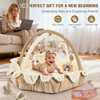 5-in-1 Baby Activity Gym & Play Mat with 6 Hanging Toys, Tummy Time Mat & Cards - Extra Large, Reversible Machine Washable Pad - Gift for Newborns, Infants 0-12 Months, Cream - Image 7