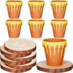 Yungyan 6 Pcs Wood Slices for Centerpieces and 6 Pcs Honey Pots by Yungyan