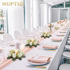 NUPTIO White Flower Wreath for Table Centerpieces, 9.05 Inch, Set of 10 - Image 2