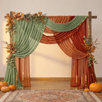 Boao 6 Pcs Fall Burnt Orange Party Decorations Chiffon Table Runners - Image 4