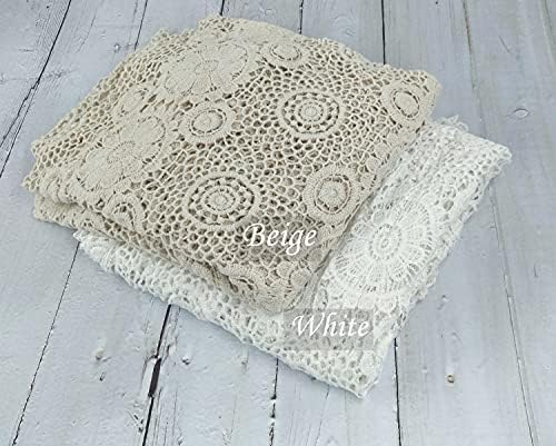 Honra Orraphtstu Baby Photography Props Lace Blanket for Newborn Photoshoot Layers Photo Posing Backdrop Boho (M, Beige) - Image 4
