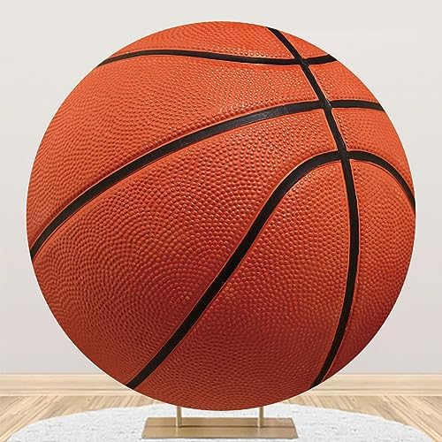 Renaiss 5x5ft Basketball Round Backdrop Cover Basketball Match Sports Meeting Circle Photography Background Basketball Theme Newborn Baby Shower Birthday Fans Party Decors Arch Photo Booth Props by Renaiss