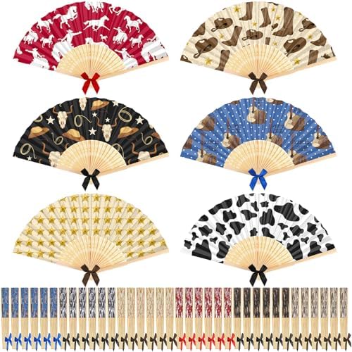 Roowest 36 Pcs Western Folding Hand Fans Bulk, Cowboy Cowgirl Party Favors by Roowest