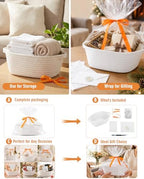 HAPPYER Gift Basket Set 6 Pack, Cotton Rope Woven Baskets with Ribbons Gift Bags Tissue Paper Cards Stickers, Empty Gift Baskets Bulk for Gifts Packaging, Decorative Storage Basket for Party Birthday - Image 3