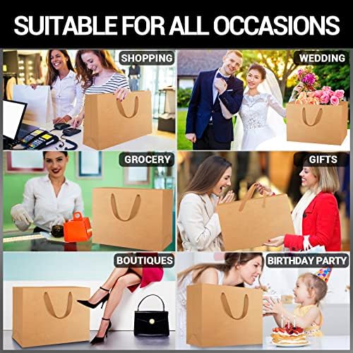 EUSOAR Extra Large Gift Wrap Bags in Bulk, 20 Pack 16x6x12 inches Kraft Paper Bags with Handles, Heavy Duty Totes for Wedding, Grocery, Boutique, Retail, Business, Party Favors, Birthdays - Image 4