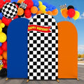3 Pcs Race Car Arch Backdrop Cover Adaptable for 4ft 5ft 6ft Size Frames Black and White Checkered Chiara Hot Arch Stand Covers for Racing Birthday Baby Shower Party Decorations Supplies by ojustbeok