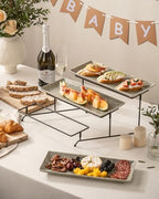 LAUCHUH 3 Tier Serving Trays for Party, Porcelain Dessert Party Display Set - Image 5