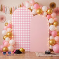 Tegeme 2 Set Gingham Arch Backdrop Cover 7.2ft 6.6ft Arch Cover, Pink by Tegeme