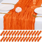 28 Pack Orange Cheesecloth Table Runner 17x108 Inch Semi Sheer Boho Gauze Cheese Cloth Fabric Table Runners, for Wedding Party Baby Shower Birthday Home Decor Garden Farmhouse by Unknown