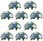 NUPTIO Flower Ball Arrangement Bouquet - 10 Pcs 9.5 inch Diameter Dusty Blue Fake Flowers Roses Balls for Centerpieces Tables - Artificial Rose Arrangements for Wedding Centerpiece Table Decorations by Nuptio
