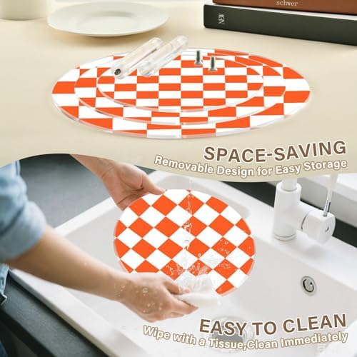 J JOYSAY Chess Checkerboard Orange White Pattern Acrylic Cupcake Stand 3 Tier Dessert Table Display Set Clear Cake Stands for Party Baby Shower Wedding Decorations Easy Assembly Macaron Tower - Image 4