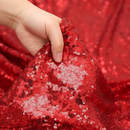 Eternal Beauty Black & Red Sequin Backdrop Curtains, 4 Panels 2x8FT - Image 7