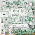 Baby It’s Cold Outside Baby Shower Decorations, Green Winter Baby Shower Decorations Winter Wonderland Tablecloth Banner Backdrop Balloon Box Cupcake Topper Hanging Swirl for Boy Girl Gender Reveal by CMUSKO