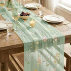 Artoid Mode 6PC Floral Sage Green Embroidery Table Runner 120 Inch 10FT - Image 7