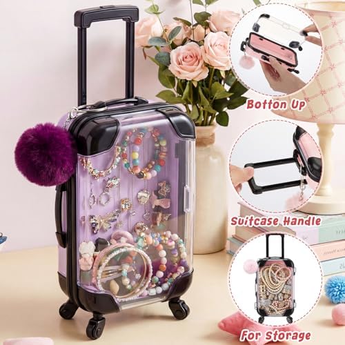 Gejoy 20 Pcs Mini Suitcase Party Favor Box with Plush Ball Keychains 7.48 x 3.15 x 1.97 Inches Empty Luggage Storage Box Clear Candy Packaging Containers for Baby Shower Travel Wedding (Multicolor) - Image 3