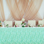 MECCANIXITY 14ft Mint Green Tutu Table Skirt, Tulle Curly Willow Table Skirt for Rectangle Tables, Ruffle Table Skirt for Birthday Wedding Gender Reveal Party - Image 4