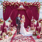 20ft x 10ft Burgundy Backdrop Curtain for Parties Wedding Maroon Wrinkle Free Backdrop Drapes Panels for Birthday Party Bridal Shower Photo Photography Polyester Fabric Background Decoration - Image 3