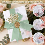 Hysagtek 50 Set Wedding Invitation Wrap Kit - Pre-Folded Vellum Jackets Bulk for 5 x 7 Invitations, Chiffon Ribbon Gold Wax Seal Stickers Dried Gypsophila for Bridal Invite Baby Shower DIY Craft - Image 5