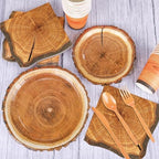durony 350 Pieces Camping Wood Grain Slice Tableware Set Rustic Camo Hunter Plates Napkins Cups Cutlery Hunting Birthday Party Decorations Lumberjack Dinner Camping Party Decorations Serve 50 Guests - Image 4