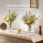 Glasseam 7.5In Tall Glass Vases for Centerpieces, Pedestal Vase for Flowers - Image 2