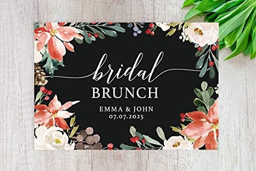 Andaz Press Custom Personalized Disposable Paper Placemats, 12 x 18 Inch, Set of 25, Bridal Brunch Black Winter Floral, Tableware, Dining, Tabletop, Table Setting for Bridal Shower, Bridal Brunch - Image 2