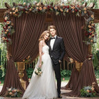 30ft x 10ft Brown Backdrop Curtain for Parties Wedding Brown Wrinkle Free Backdrop Drapes Panels for Baby Shower Gender Reveal Birthday Photo Photography Polyester Fabric Background Decoration - Image 3