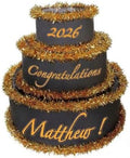Anderson's Black & Gold Personalized Pop-Out Cake, Life-Size Surprise Prop for Graduation, Retirement, Birthday, Engagement, Corporate Events – Custom Name, DIY Kit, Photo-Ready Reveal by Andersons