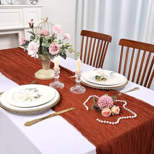 6 Pack Terracotta Cheesecloth Table Runner 10Ft 23 x 120 Inch - Image 4