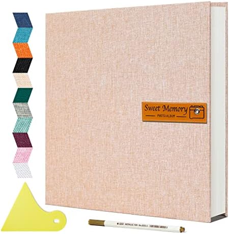 Spbapr Large Photo Album Self Adhesive Magnetic Scrapbook,DIY Scrapbook Album for 4x6 5x7 8x10 Picture,60 Pages Linen Cover Memory Book for Wedding Family Baby Pets, with Metallic Pen and Scraping by Spbapr