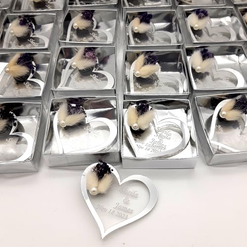 Wedding Favor Guest Bulk Magnet Gold Heart, Sets of Party Favors, Gold Heart Acrylic Bridal Shower Favors, Party Favor for Attendee (Silver Heart Magnet, Set of 30) - Image 7