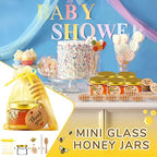50 Pcs 1oz Small Glass Jars with Lids Mini Honey Jars with Wood Dipper, Bee Charms, Golden Gift Bags, Jutes, and Tags with Golden Lids for Baby Shower, Wedding, and Party Favors - Image 6