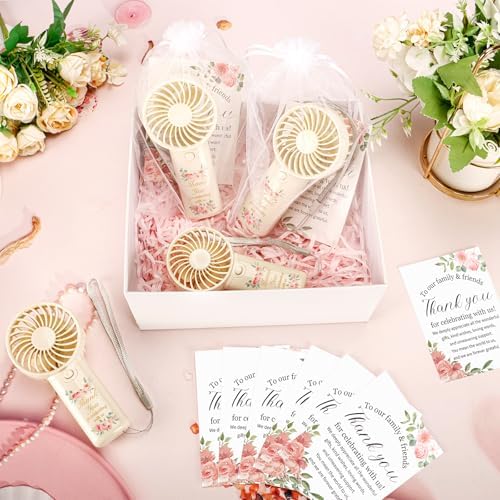 60Pcs Mini Handheld Fans for Wedding Bridal Baby Shower Guests - Image 2