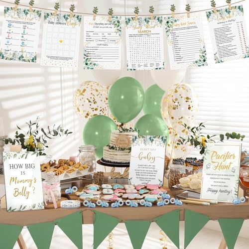 Sherr 476 Pcs Greenery Baby Shower Games, 9 Styles Baby Shower Activities - Image 5