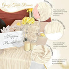 Ivory Boho Cheesecloth Table Runner 12 Pack 17x108 Inch Sheer Gauze - Image 3