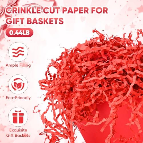 5 Pack Baskets For Gifts Empty, 10x12” Red Gift Basket Kit with Clear Bags Gold Bows 200g Crinkle Cut Paper Empty Gift Baskets to Fill Large Gift Baskets for Christmas, Birthdays, Holidays, Weddings - Image 4